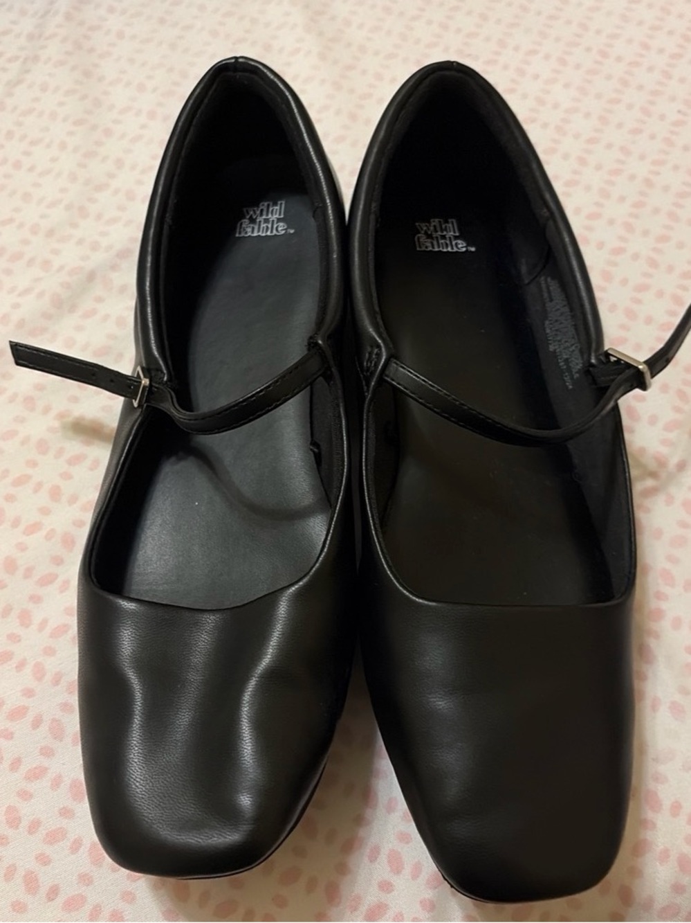 wild fable Black Square-Toe Mary Jane Flats with Strap